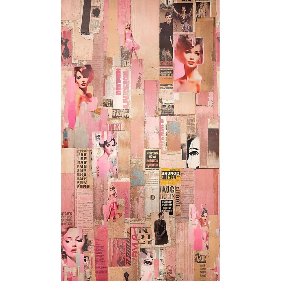Papier peint panoramique intissé Les aventures pink pin up rose, 3 lés, L.280 x 53cm Lutèce