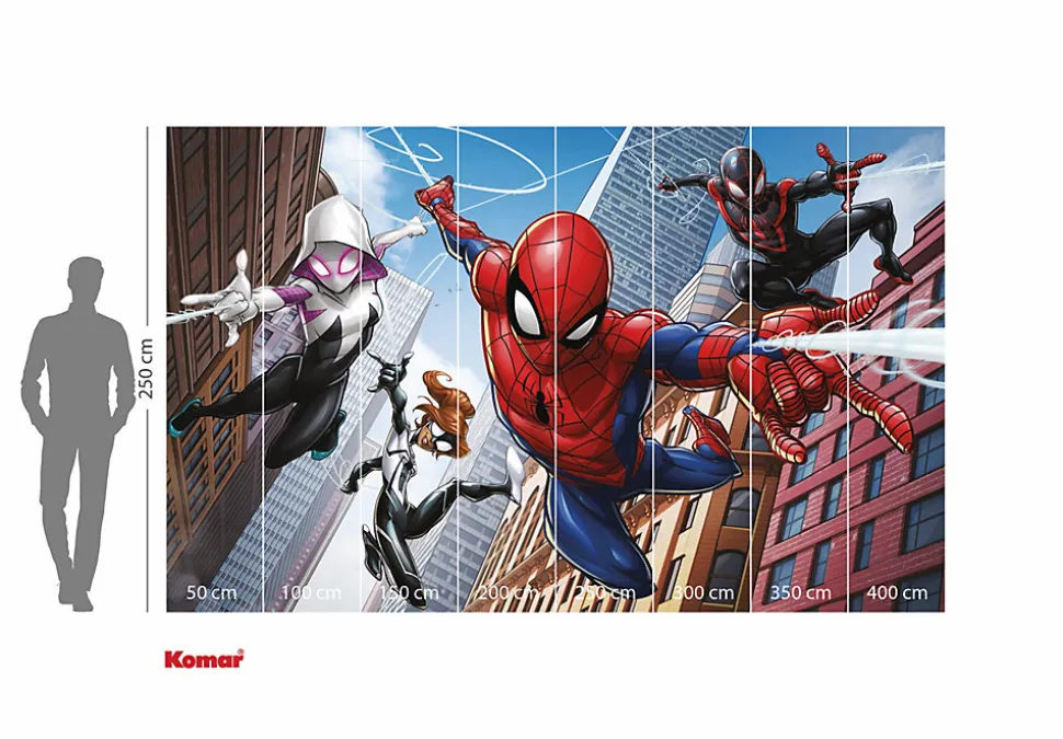 Papier peint panoramique sur intissée de Komar - Marvel Spider-Man Swinging Crew - Taille: 400 x 250 cm