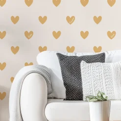 Papier peint panoramique enfant Amour Coeur, Jaune 375 x 250cm