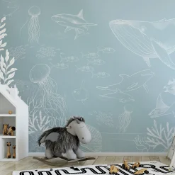 Papier peint panoramique enfant Océan, Bleu ciel 450 x 250cm