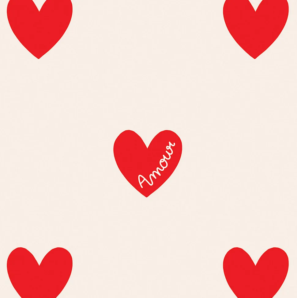 Papier peint panoramique enfant Amour Coeur, Rouge 150 x 250cm