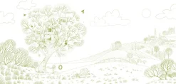 Papier peint panoramique enfant Cabane en plein air, Vert 150 x 250cm