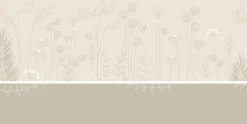 Papier peint panoramique enfant Mélodie des plantes, Beige 375 x 250cm