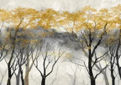 Papier Peint Panoramique Intissé Arbres Forêt Beige - 350x250 cm - Papier Peint Chambre et salon