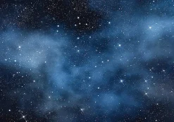 Papier Peint Panoramique Intissé Cosmos Étoiles Bleu - 350x250 cm - Papier Peint Enfant