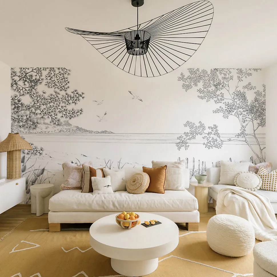 Papier peint panoramique Côtes Sauvages, Noir et blanc 525 x 250cm