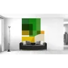 Papier peint panoramique intissé géométrique superposé, vert, jaune, marron, 4 lés, L.280 x l.200cm IDPanneaux