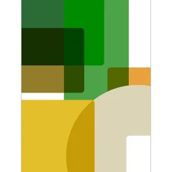 Papier peint panoramique intissé géométrique superposé, vert, jaune, marron, 4 lés, L.280 x l.200cm IDPanneaux