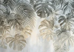 Papier Peint Panoramique Intissé Feuilles Jungle Vert - 250x175 cm - Papier Peint Chambre et salon