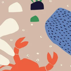 Papier peint panoramique enfant Crabes, Bleu 150 x 250cm