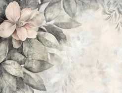 Papier Peint Panoramique Intissé Fleurs Feuilles Vintage 400x280 cm - Colle Inclus - Chambre et Salon