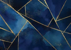 Papier Peint Panoramique Intissé Marbre Charme Bleu - 350x250 cm - Papier Peint Chambre et salon