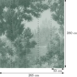 Papier peint panoramique vinyle intissé Villa Rosalie Lutece mat et satiné paysage, foret vert l.1400 x l.53 cm