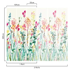 Papier peint panoramique intissé GoodHome Sinopia fleurs multicouleurs L.280 x l.159 cm