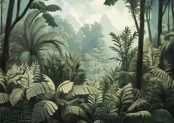 Papier Peint Panoramique Intissé Nature Foret Jungle 350x250 cm - Colle Inclus - Moderne XXL Papier Peint por Chambre Salon