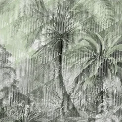 Papier peint panoramique Intissé GoodHome Tanan vert pâle 184 x 248 cm