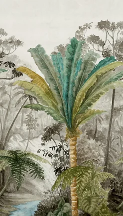 Papier peint panoramique Grandeco palmier noir et blanc L.280 x l.159 cm
