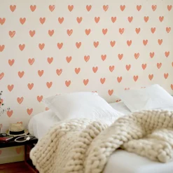 Papier peint panoramique enfant Amour Coeur, Orange 450 x 250cm
