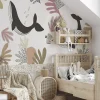 Papier peint panoramique enfant Baleines, Beige 150 x 250cm