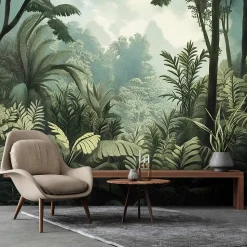 Papier Peint Panoramique Intissé Nature Foret Jungle 400x280 cm - Colle Inclus - Moderne XXL Papier Peint por Chambre Salon