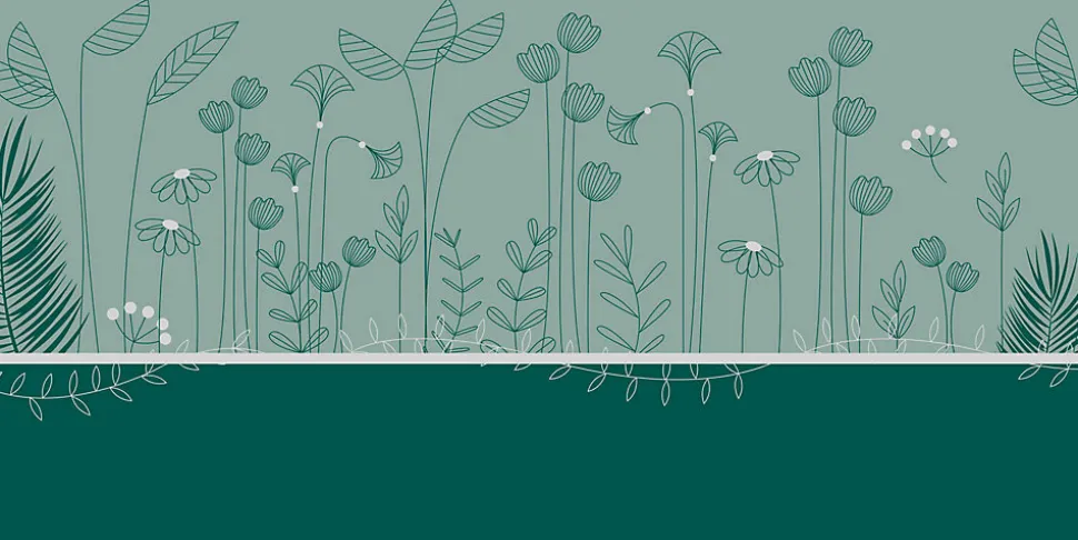 Papier peint panoramique enfant Mélodie des plantes, Vert 150 x 250cm