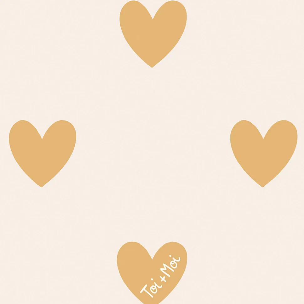 Papier peint panoramique enfant Amour Coeur, Jaune 150 x 250cm