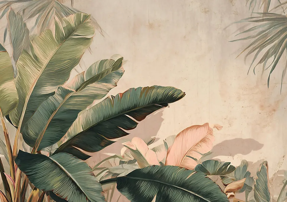 Papier Peint Panoramique Intissé Feuilles Jungle Vert - 400x280 cm - Papier Peint Chambre et salon