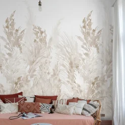 Papier peint panoramique intissé pampas beige, 3 lés, L.280 x l.159 cm Grandeco