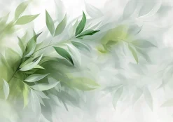 Papier Peint Panoramique Intissé Feuilles Abstrait Vert - 254x184 cm - Papier Peint Chambre et salon