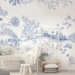 Papier peint panoramique enfant Jardin sous-marin, Bleu 225 x 250cm