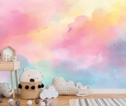 Papier Peint Panoramique Intissé Fille Pastel Rose - 400x280 cm - Papier Peint Enfant