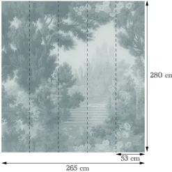 Papier peint panoramique vinyle intissé Villa Rosalie Lutece mat et satiné paysage, foret bleu l.1400 x l.53 cm