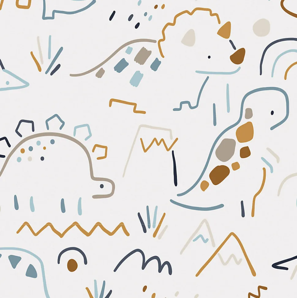 Papier peint panoramique enfant Dinosaures Lines, Terra cotta 225 x 250cm