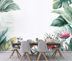 Papier Peint Panoramique Intissé Jungle Feuilles Vert - 350x250 cm - Papier Peint Chambre et salon
