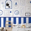 Papier peint panoramique enfant Petits Explorateurs, Bleu 150 x 250cm