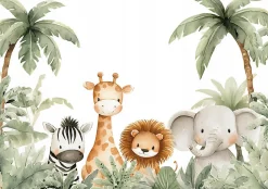 Papier Peint Panoramique Animaux Jungle Vert - 400x280 cm - Papier Peint Enfant