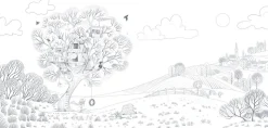 Papier peint panoramique enfant Cabane en plein air, Gris foncé 150 x 250cm