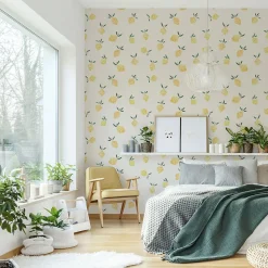 Papier peint panoramique enfant Citrons, Jaune 375 x 250cm
