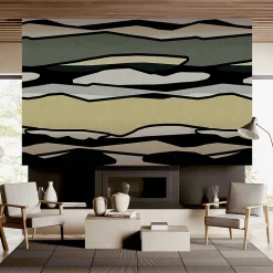 Papier peint panoramique intissé Dolce vita horizon vert, 5 lés, L.280 x 53cm Lutèce
