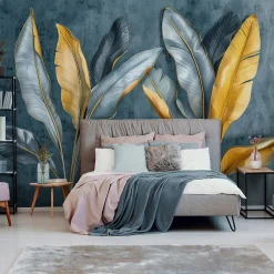 Papier Peint Panoramique Intissé Feuilles Nature 400x280 cm - Colle Inclus - Moderne XXL Papier Peint por Chambre Salon
