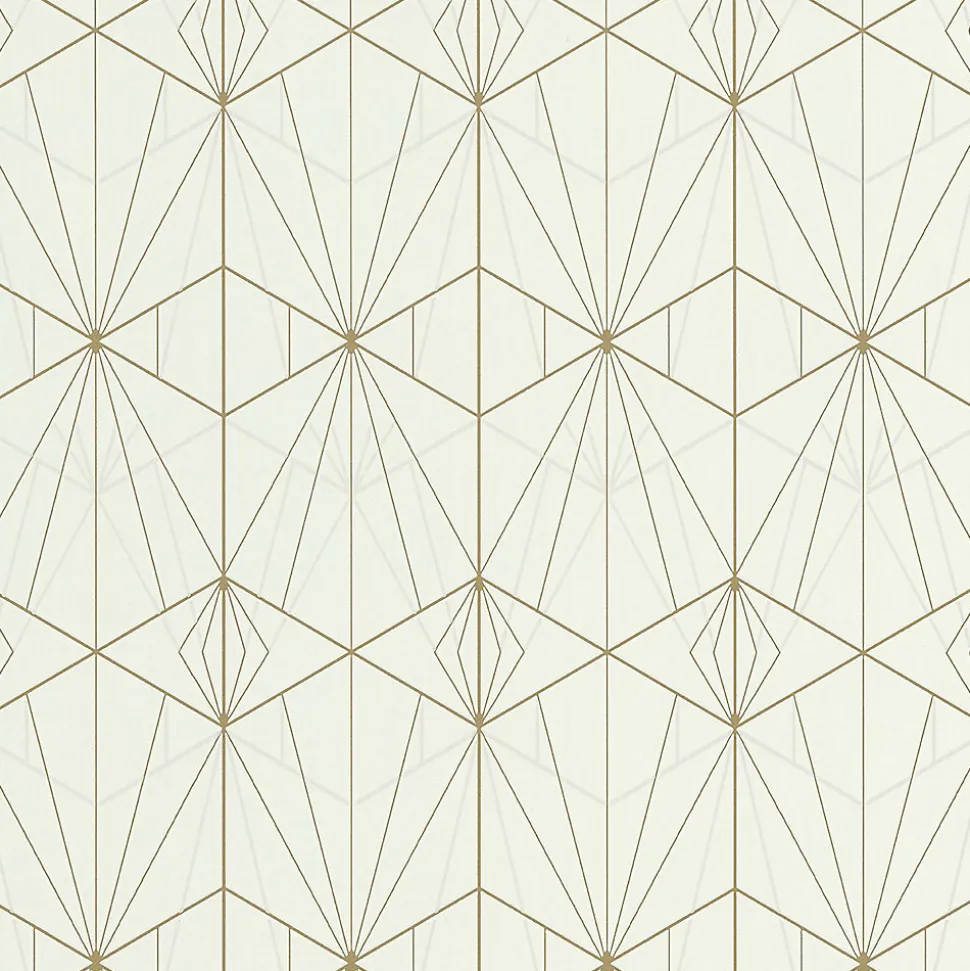 Papier peint Park avenue vinyle intissé motif art déco ecru et or