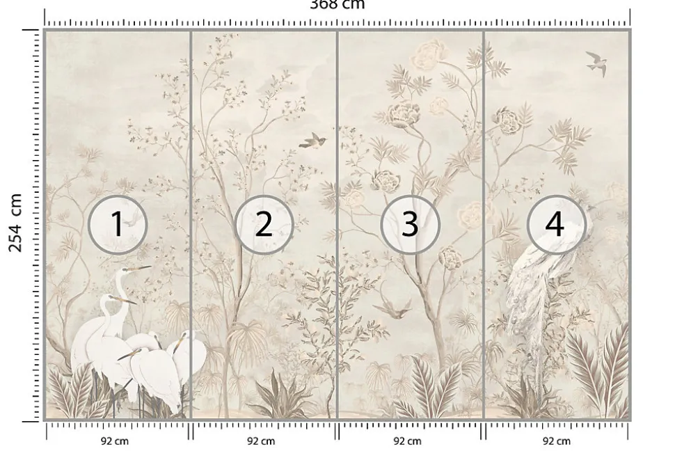 Papier Peint Photo ARBRES Feuilles Oiseaux Pour Salon 368cm x 254cm
