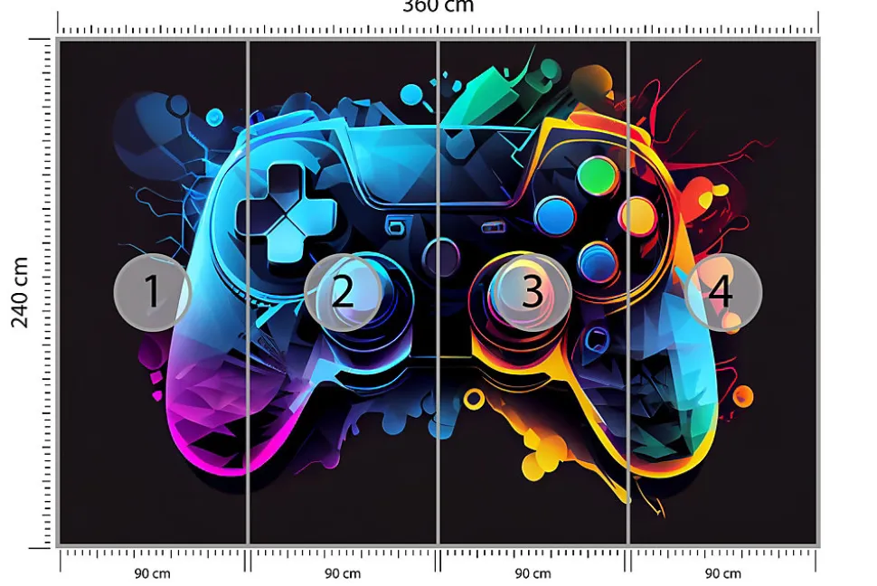 Papier Peint Photo MANETTE DE JEU Abstraction Pour Chambre D'Adolescent 360cm x 240cm