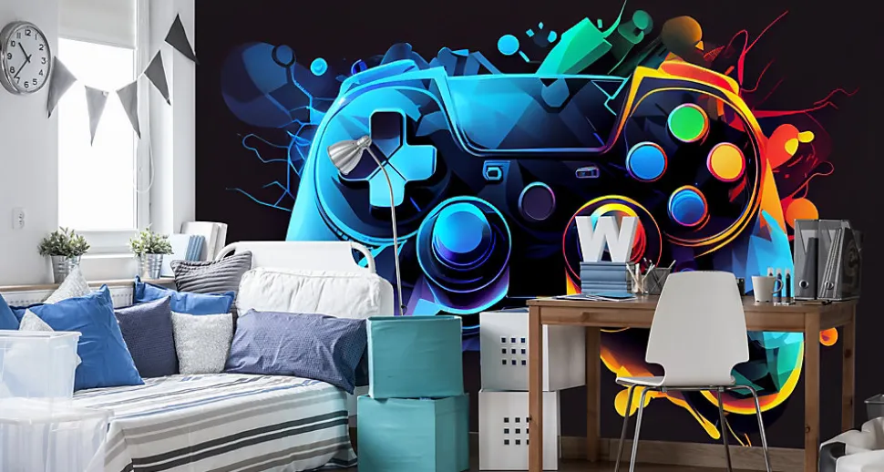 Papier Peint Photo MANETTE DE JEU Abstraction Pour Chambre D'Adolescent 360cm x 240cm