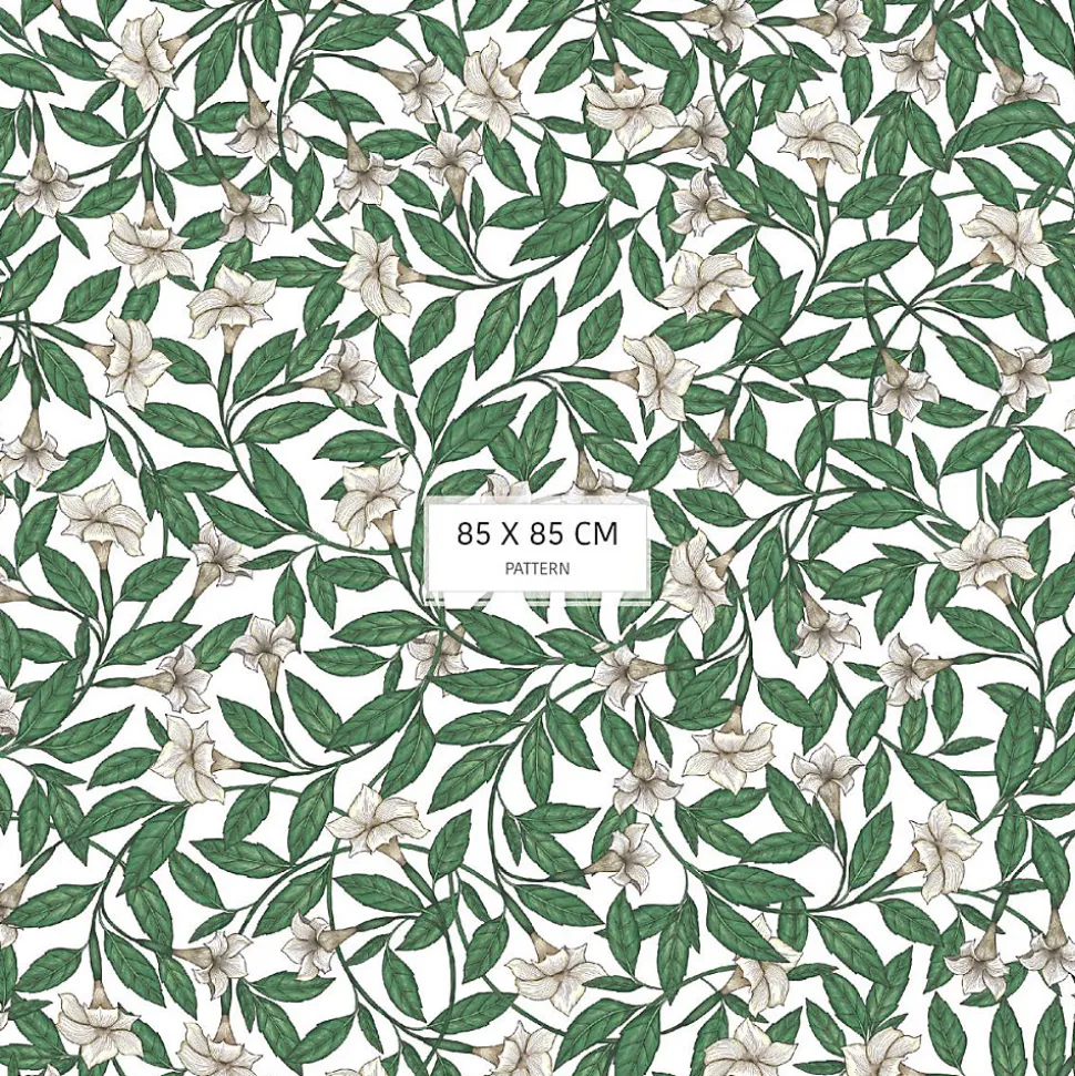 Papier peint plantes de Datura et feuilles vertes - 85x260 cm (l x h)