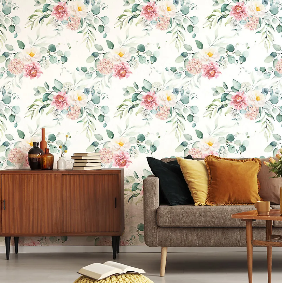 Papier Peint Pour Chambre FLEURS Feuilles Eucalyptus Nature