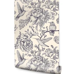 Papier Peint Pour La Chambre OISEAUX Fleurs Retro