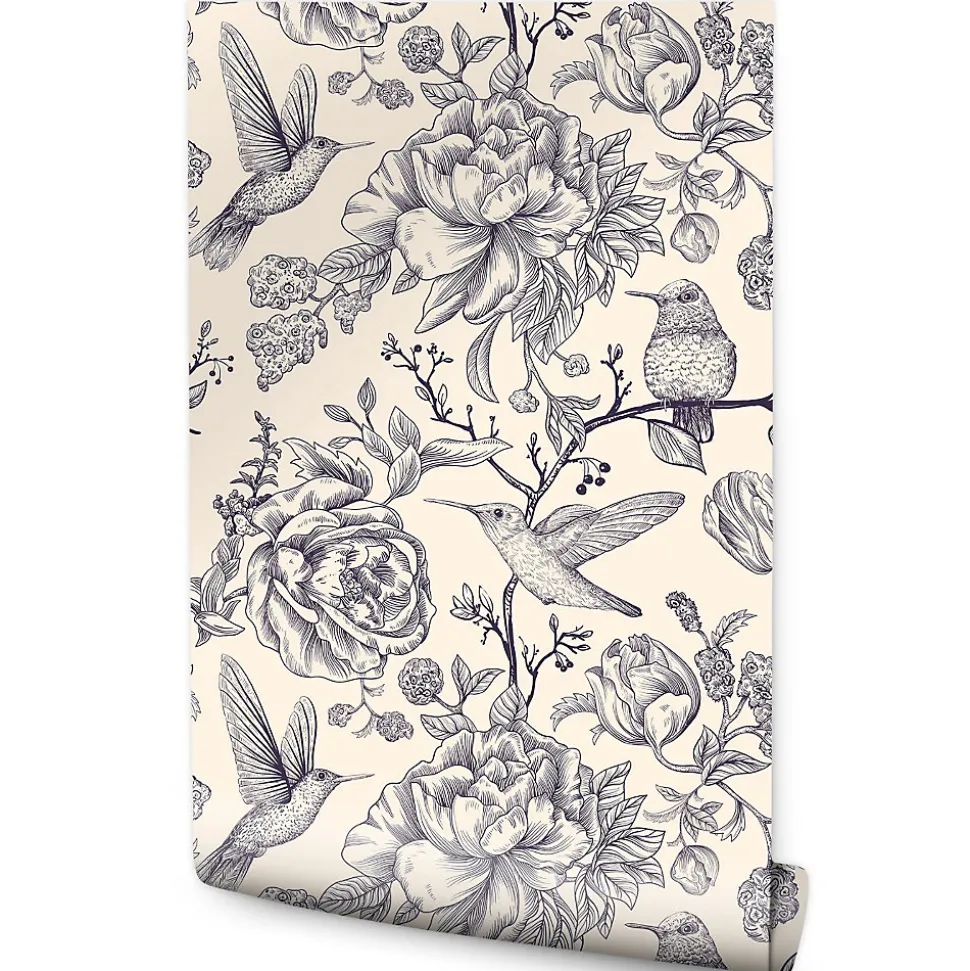 Papier Peint Pour La Chambre OISEAUX Fleurs Retro