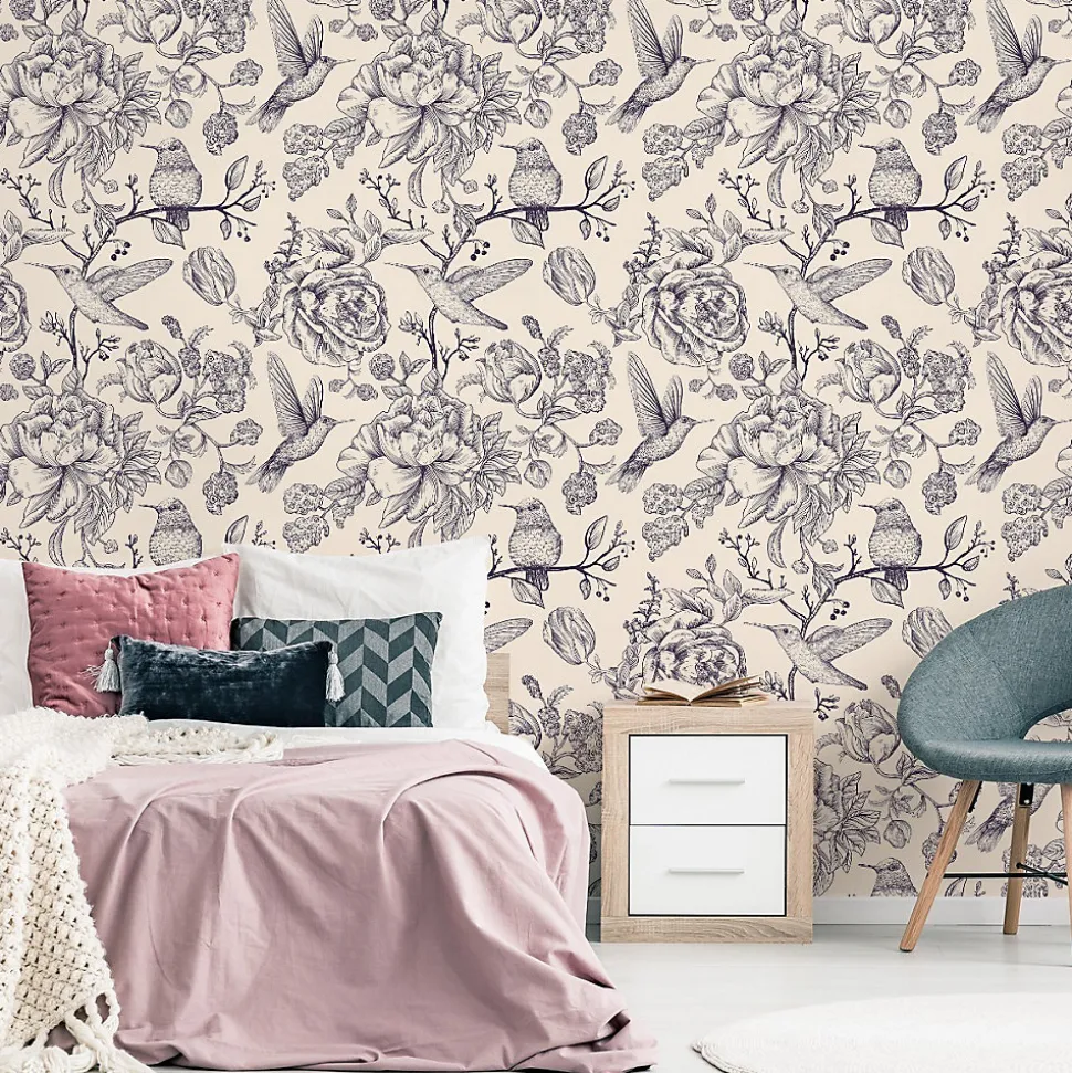 Papier Peint Pour La Chambre OISEAUX Fleurs Retro