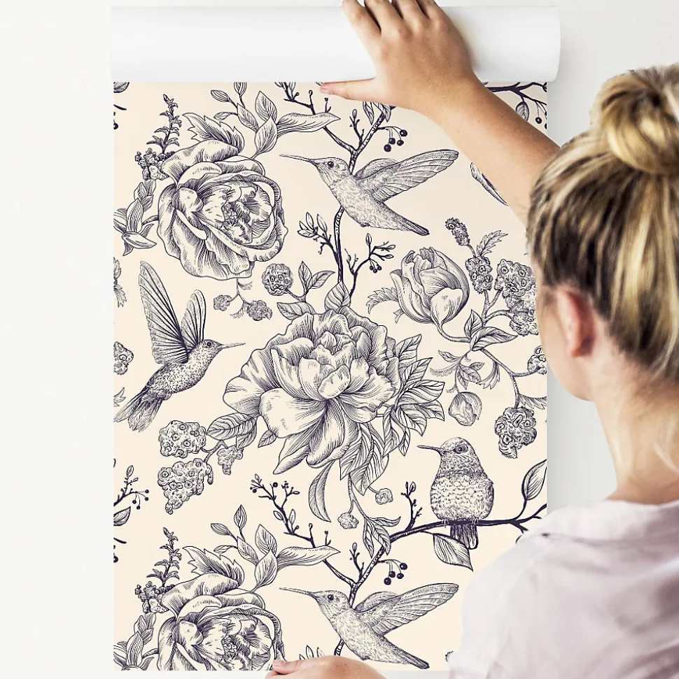 Papier Peint Pour La Chambre OISEAUX Fleurs Retro